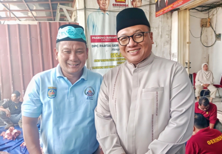 Ketua DPC Partai Gerindra Kota Depok, H. Pradi Supriatna, S.Kom., M.M.S.I. bersama Sekretaris DPC Partai Gerindra Kota Depok H. Hamzah, S.E., M.M. di Kantor DPC Gerindra, GDC, Depok pada Kamis (28/5/26).